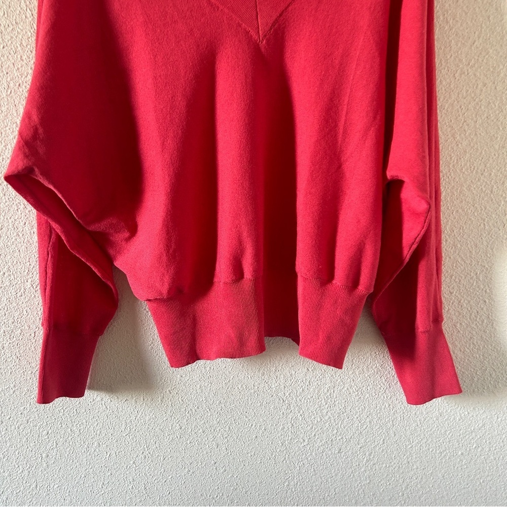 INC International Concept Knit Dolman Sleeve Sweater Vneck Women’s Large Coral - Picture 2 of 8